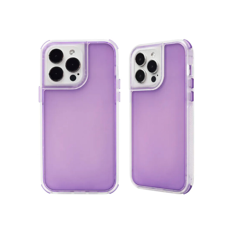 Protector iPhone 15 Pro rígido transparente color violeta Protector Iphone 15 Pro Rígido Transparente Color Violeta
