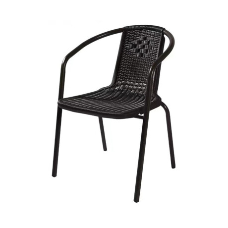 Silla de plastico con posabrazos imita rattan negro Silla de plastico con posabrazos imita rattan negro