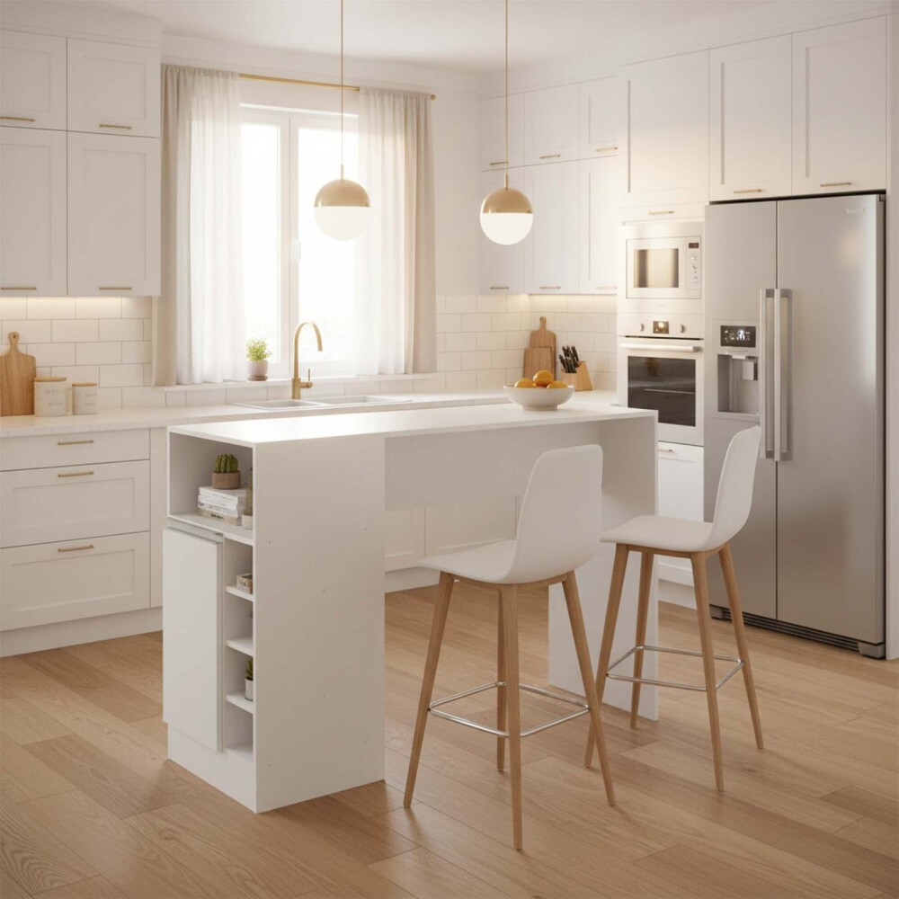 BARRA/DESAYUNADOR MDP BLANCO COLUMBUS