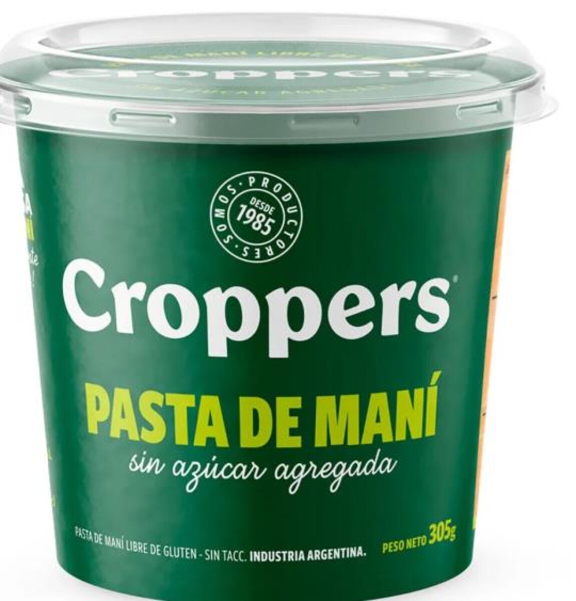 NAT-PASTA DE MANI NATURAL CROPPERS 310GD S/GLUTEN 