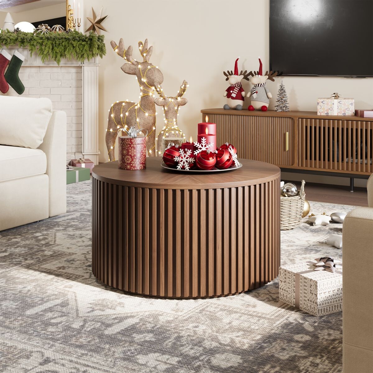 MESA DE CENTRO 3D MARRÓN CIRCULAR 