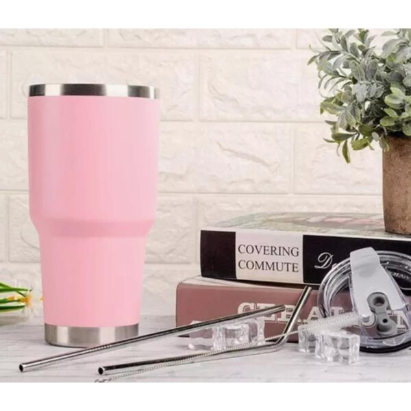 Vaso Térmico Grande 900ml Inox Doble Pared Tapa Hermética Variante Color Rosa