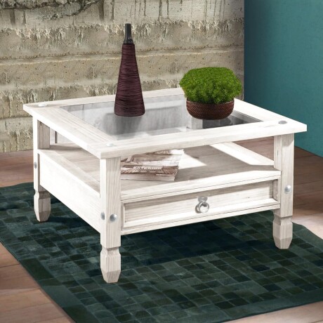 Mesa Ratona Vidrio 1 Cajón Cuadrada Blanca UV SM-GB Mesa Ratona Vidrio 1 Cajón Cuadrada Blanca UV SM-GB