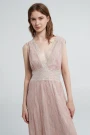 vestido largo encaje Beige