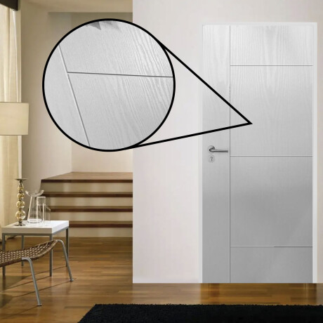 Puerta Desarmada Interior en MDF con Marco y Cerradura Lumax Blanca tramada Diseño Ankara Herraje Plateado