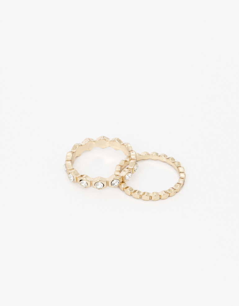 Sets Anillos Metal Set De Anillos Metal Con Strass - Dorado