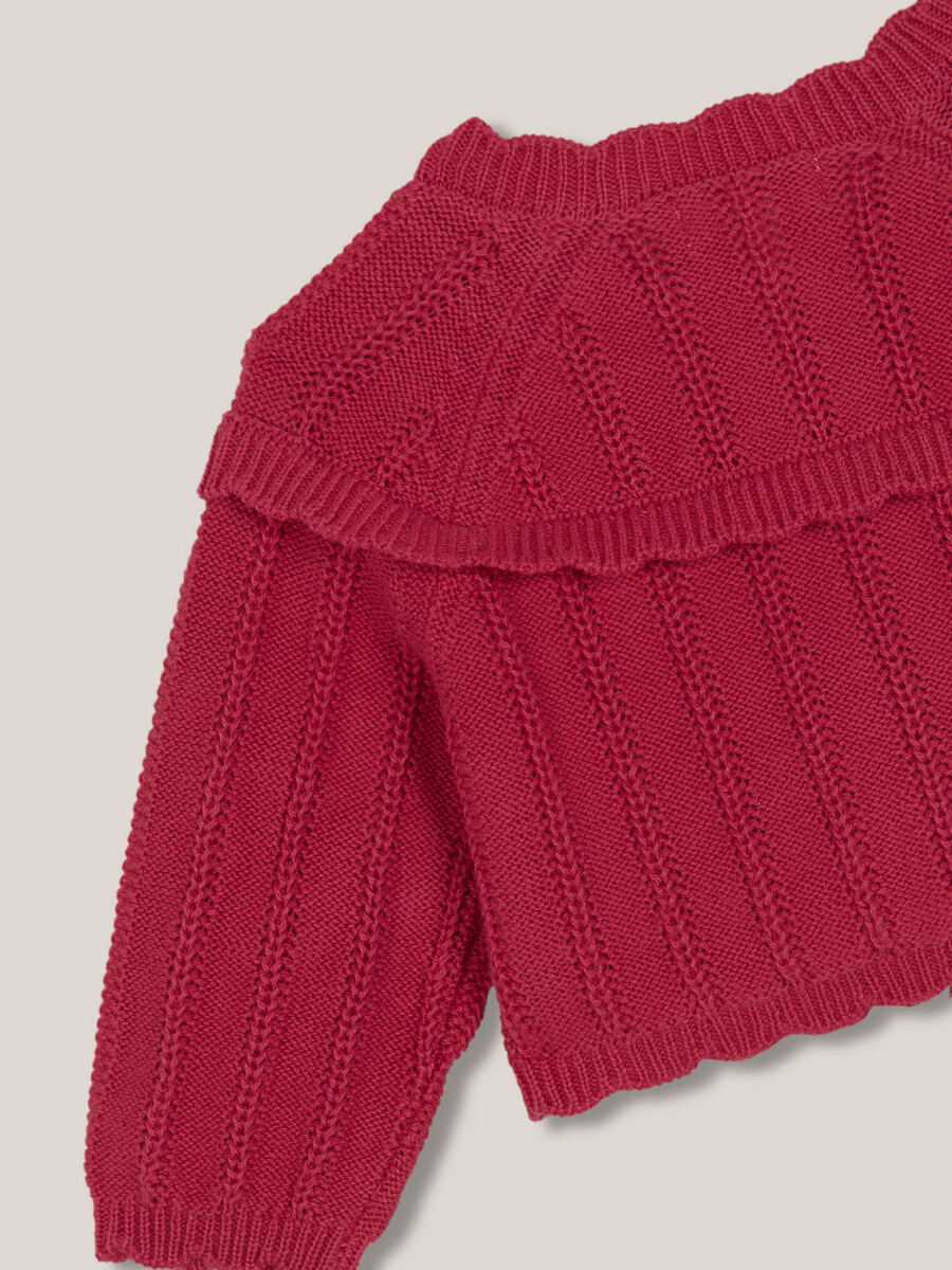 Chaqueta Punto Del Reves Rosa