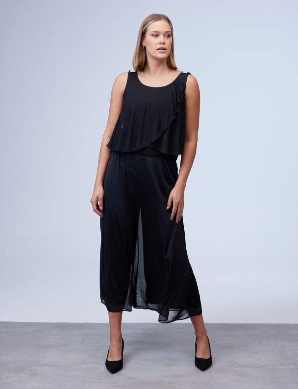 Pantalon Crop Gasa NEGRO