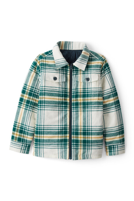 Campera reversible, diseños a cuadros y azul Sin color