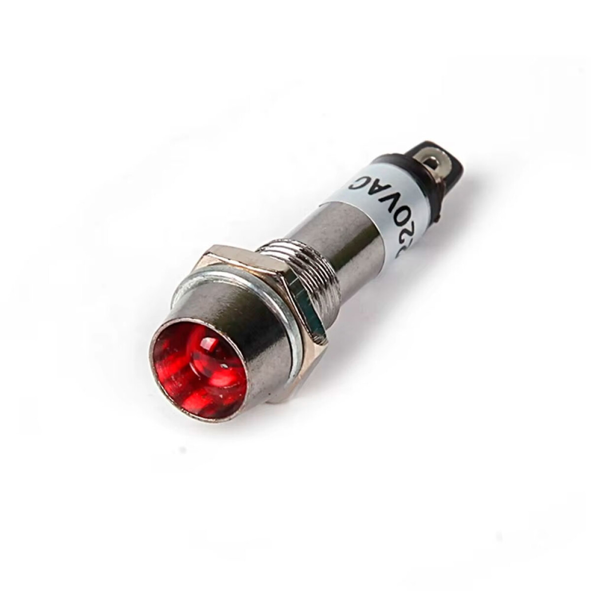 LLAVE BOTON TABLERO - PILOTO CHICO ROJO CROMADO (LED) 8MM - 