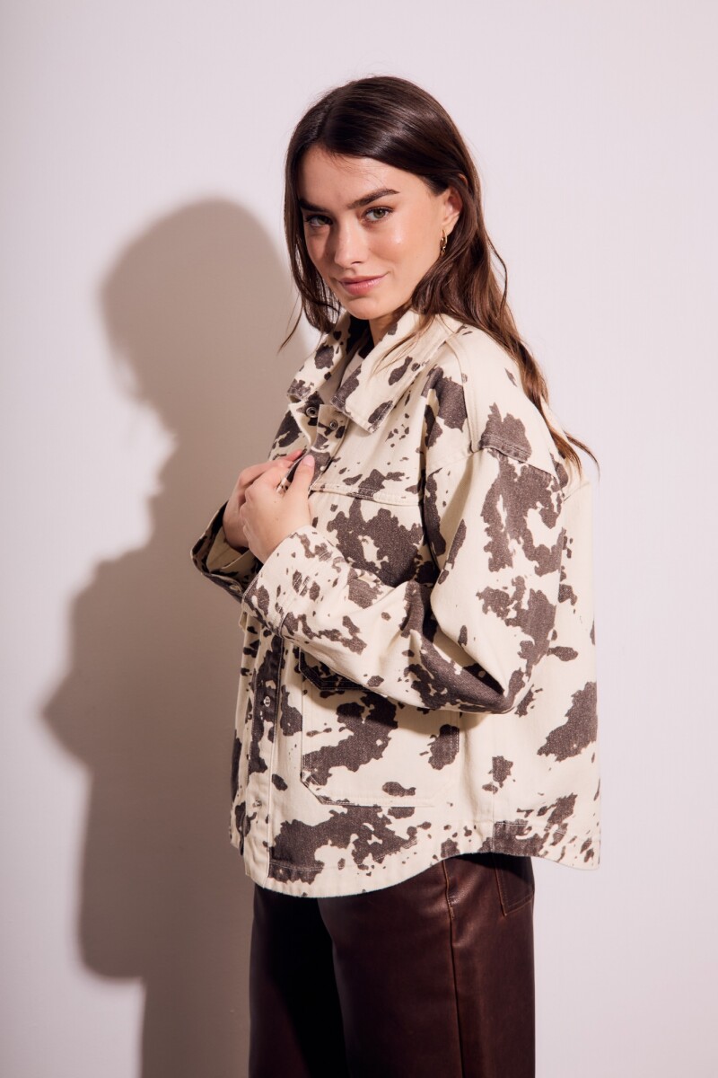 Campera Animal Print Vaca Marrón