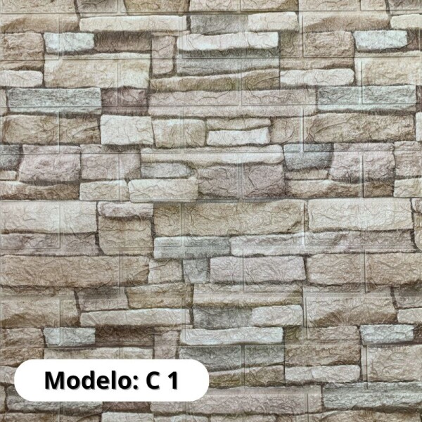 REVESTIMIENTO AUTO ADHESIVO 3D 70 X 77 CM X 3 MM - PIEDRA X 10 UNIDADES REVESTIMIENTO AUTO ADHESIVO 3D 70 X 77 CM X 3 MM - PIEDRA X 10 UNIDADES