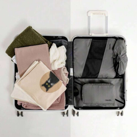 Set de 6 organizadores de ropa para viaje Gris