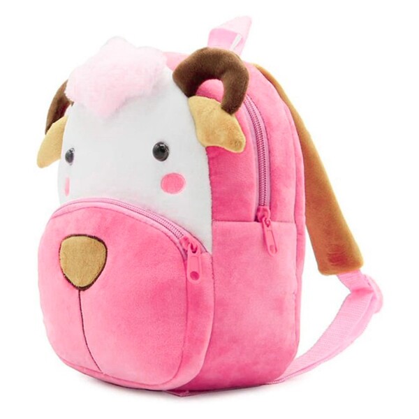 Mochila Infantil Animales De Peluche Niños Escuela 3d Variante Color Cabra Rosa