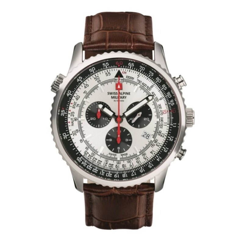 Reloj Swiss Alpine Military Viper 7078.9532 para hombre con correa de cuero Plateado