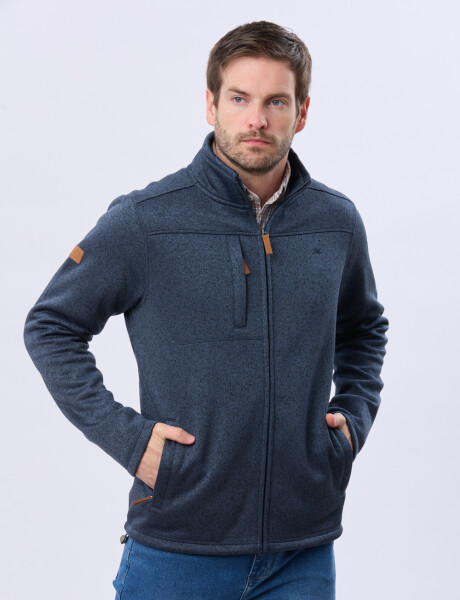 CAMPERA TEXTURADA CON INTERIOR EN POLAR Azul
