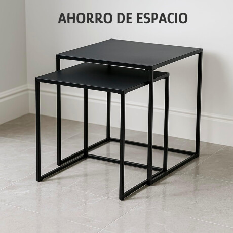 Set x2 Mesas Auxiliares Metal Anidables Decorativas Negro