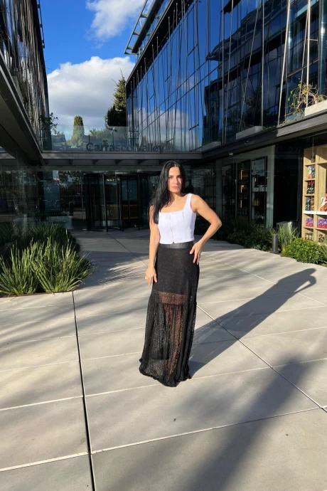 Falda larga Renda Negro