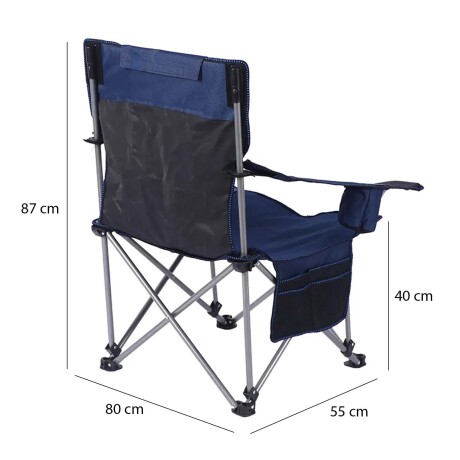Silla de Tela Plegable Posa Vaso y Bolso Camping Playa Pesca Azul