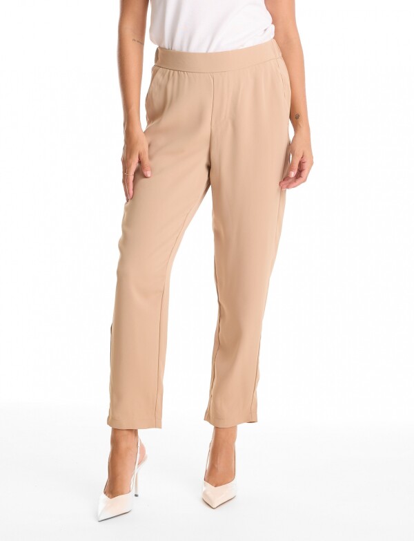 Pantalon Relaxed Fit & Cintura Elástica Posterior BEIGE OSCURO
