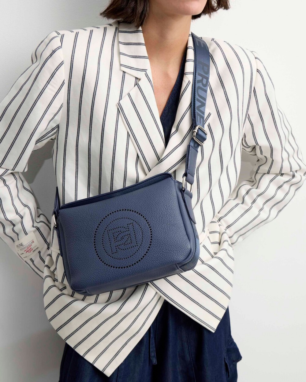 Bandolera Key en efecto cuero graneado Azul