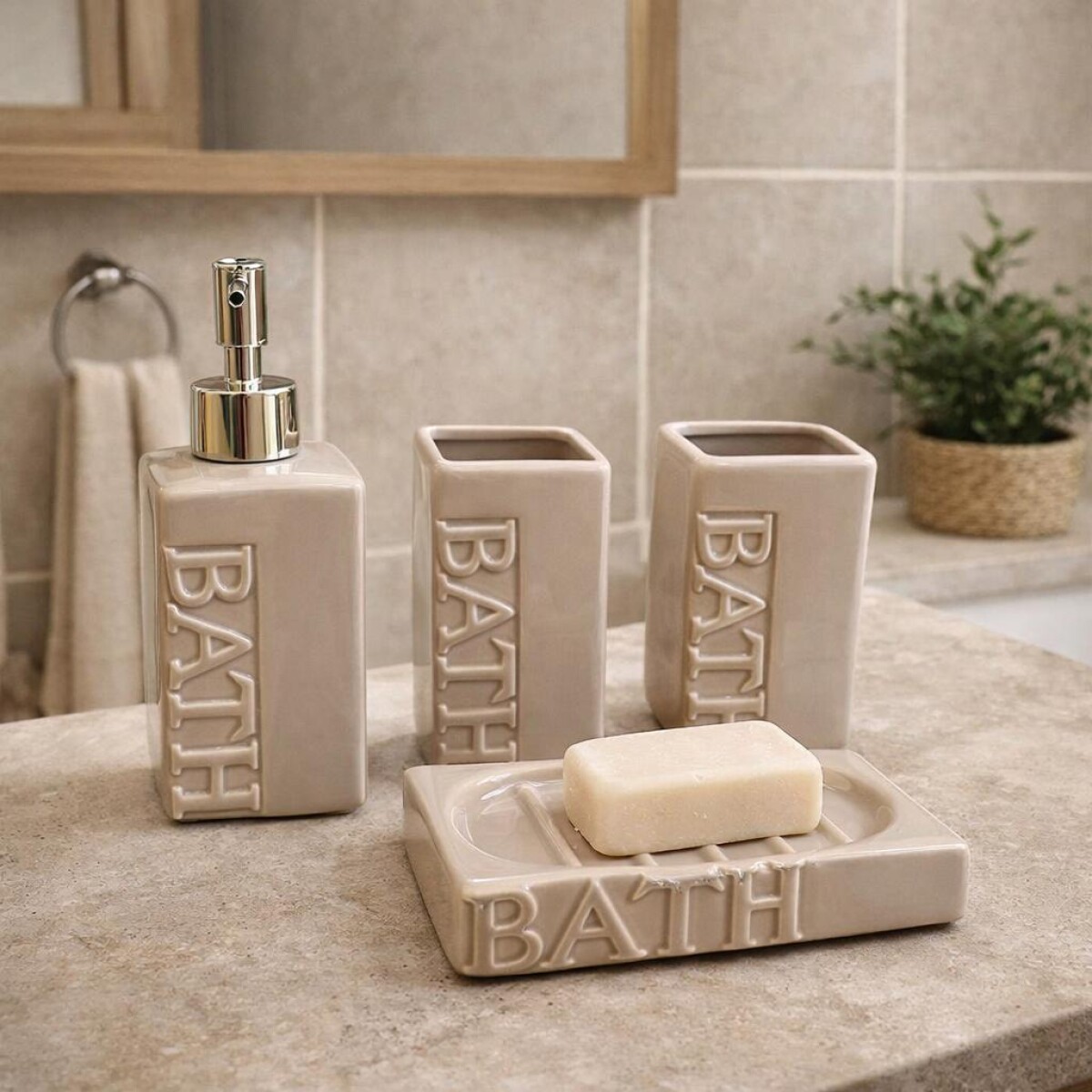 Set de Baño de Cerámica 4 Piezas Bath 