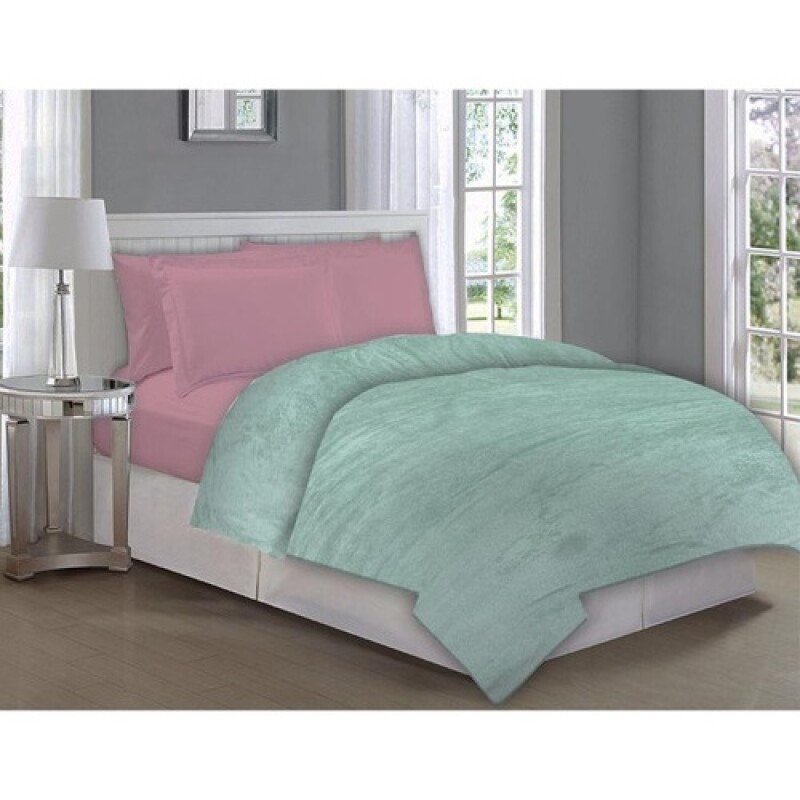 Frazada Soft Home Class Dohler de 2 plazas en poliéster Verde agua