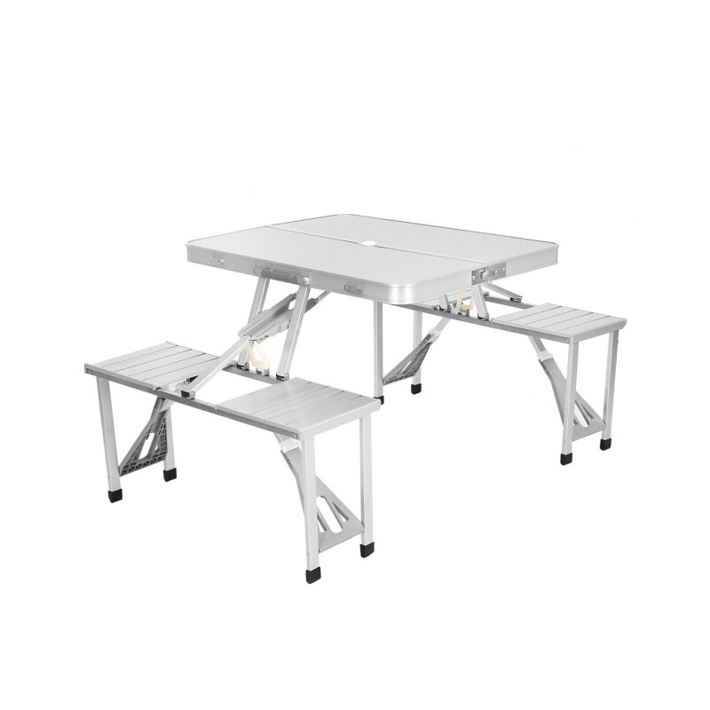 Mesa Tipo Maletín Plegable en Aluminio con 4 Bancos Arye Mesa Tipo Maletín Plegable en Aluminio con 4 Bancos Arye