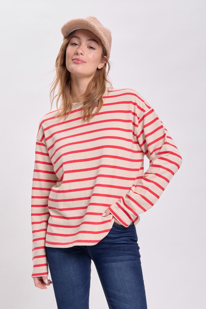 Remera rayas Rojo