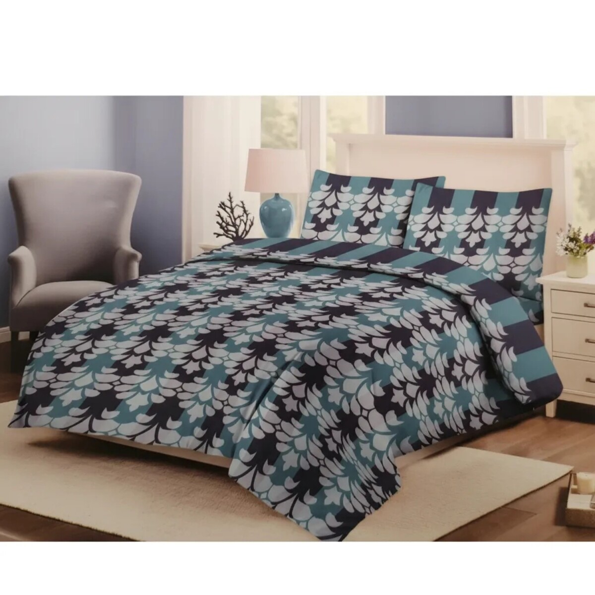 Juego de sábanas Cotton Flor 1 plaza 155x240cm - 343 