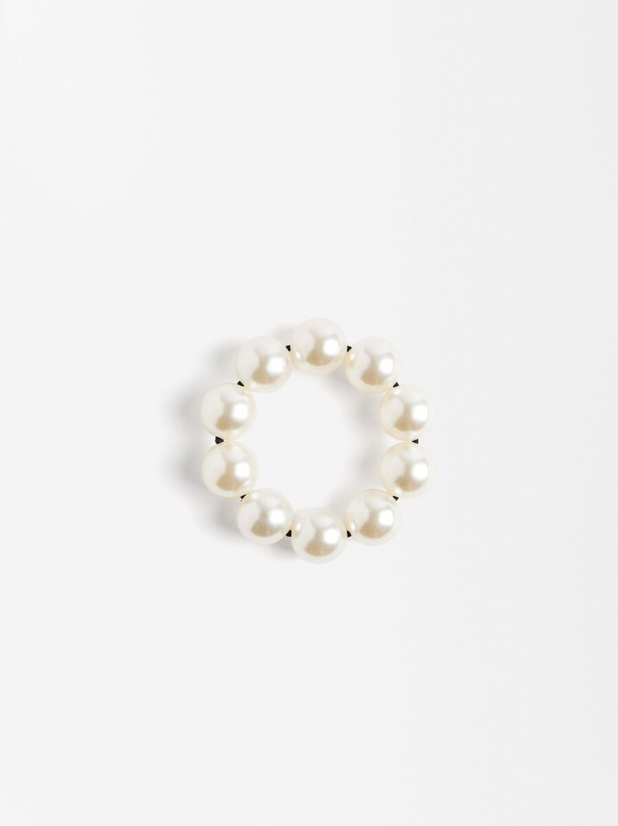 Elástico Para El Pelo Con Perlas - blanco 