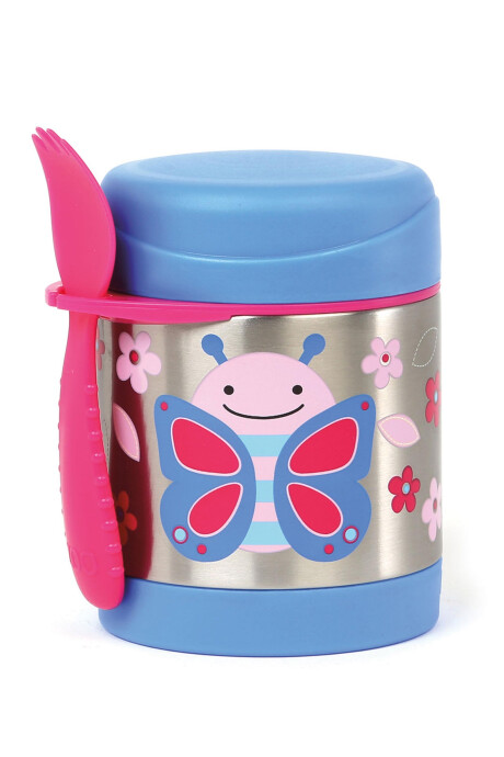 Tupper de acero inoxidable con cubierto diseño mariposa Sin color