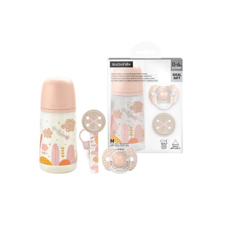Set Dreams Suavinex 0-6M (Biberon + Broche Cinta + Chupete) Salmon