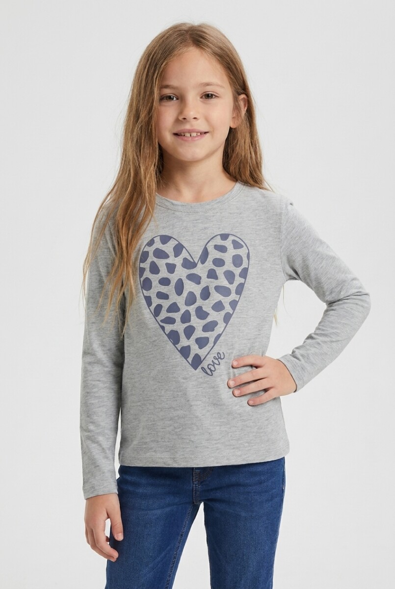 Camiseta manga larga - Gris melange 