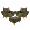 Set de 2 sillones Incluye 1 Apoyapiés Promo Marrón