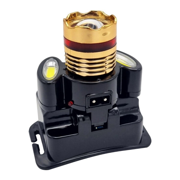 Linterna Minero Cabeza Recargable Luz Solar Pesca Camping Variante Color Negro Cobre