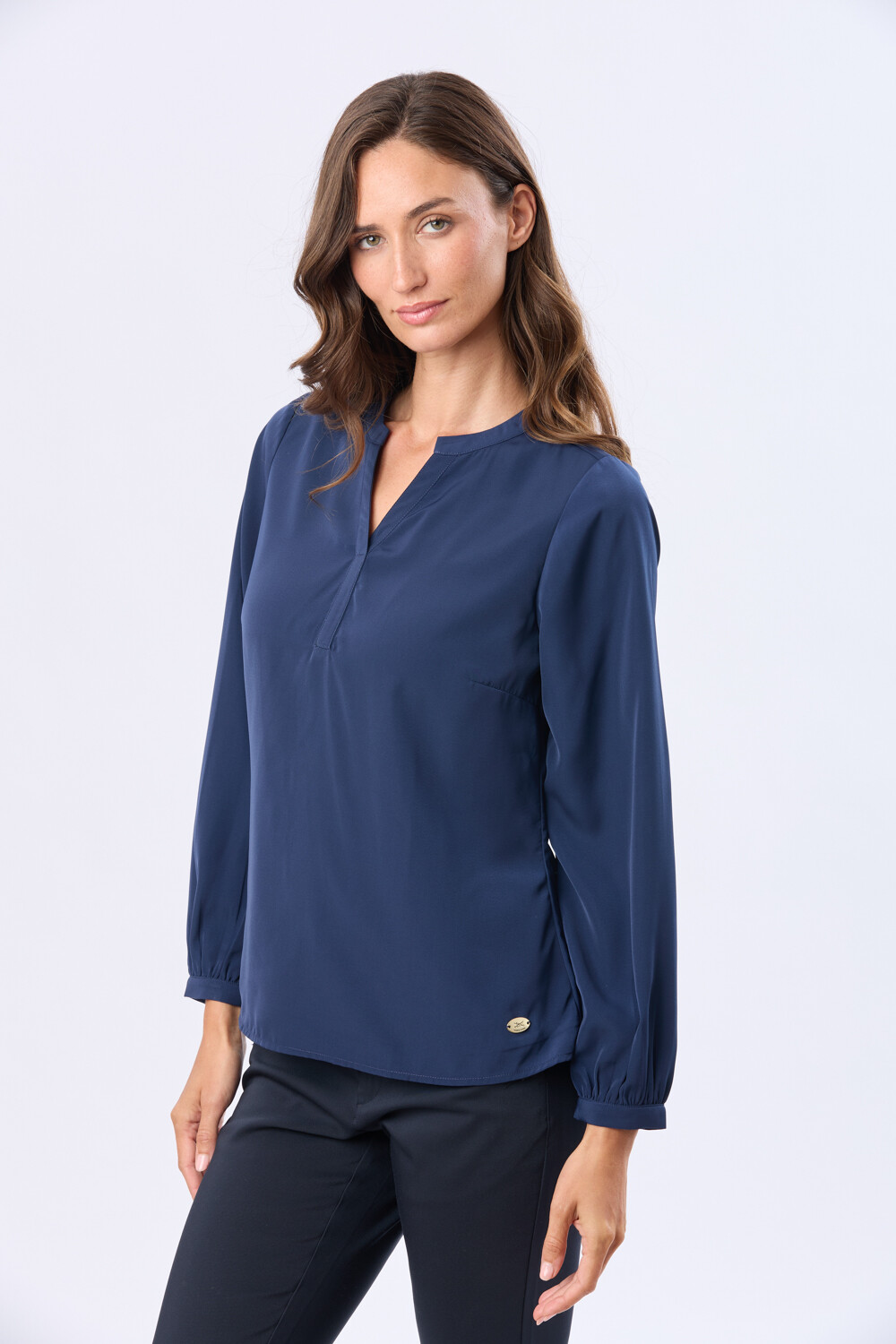 BLUSA CUELLO MAO Azul