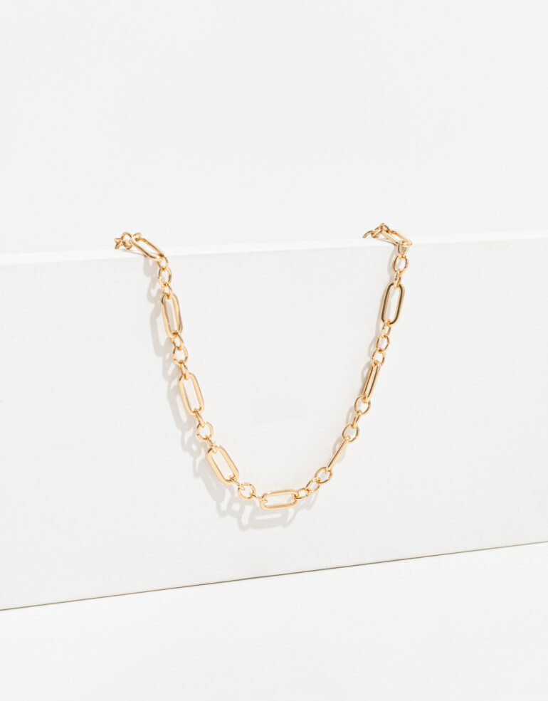 Collares Cortos Cadenas Collar Bañado En Oro - Dorado