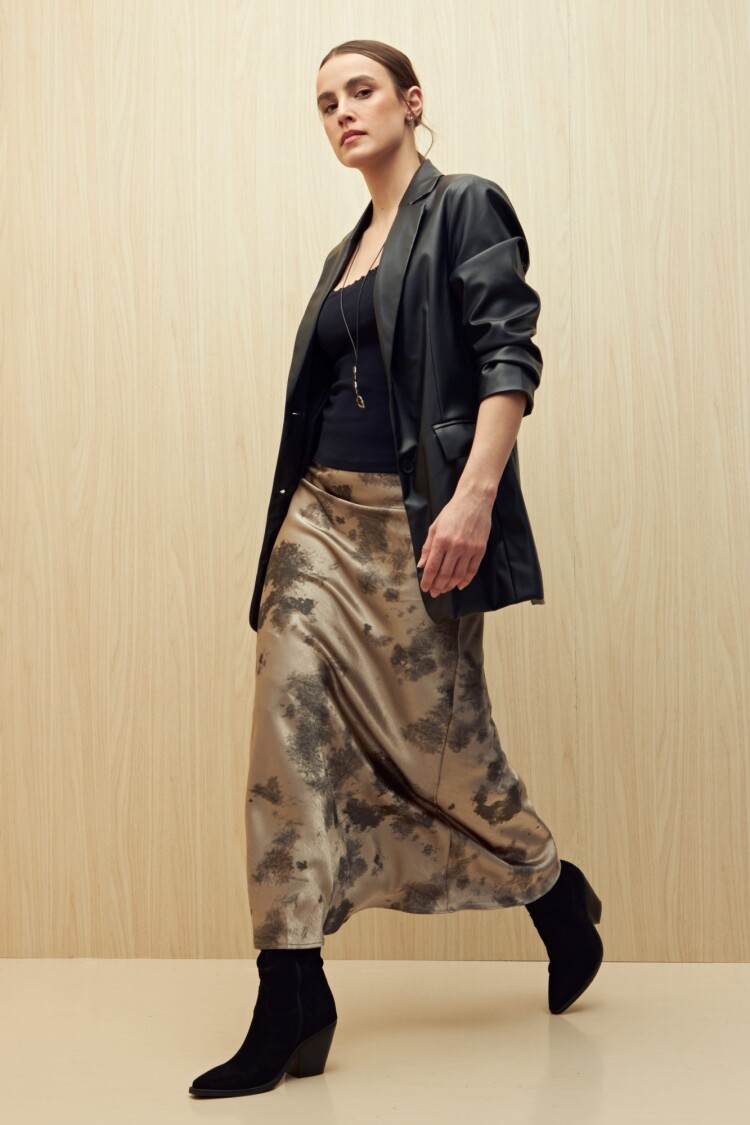 FALDA SATINA Gris Claro