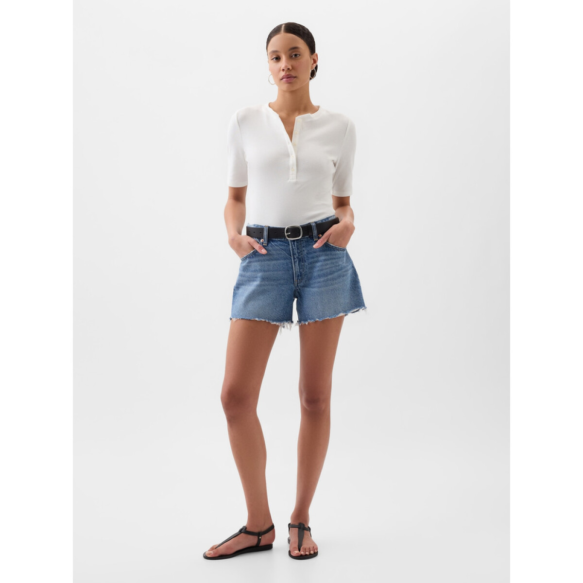 V-SS RIB HENLEY - NEW OFF WHITE 