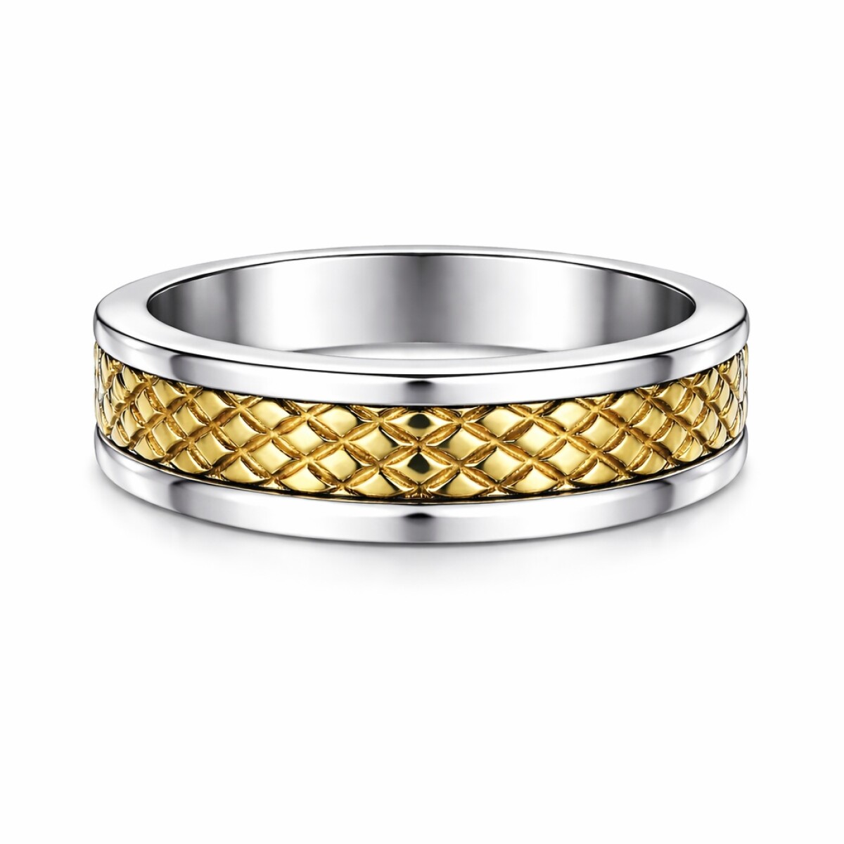 Anillo Labrado - Plata y Oro- Sin Piedra-AN5966 - sinpiedra 