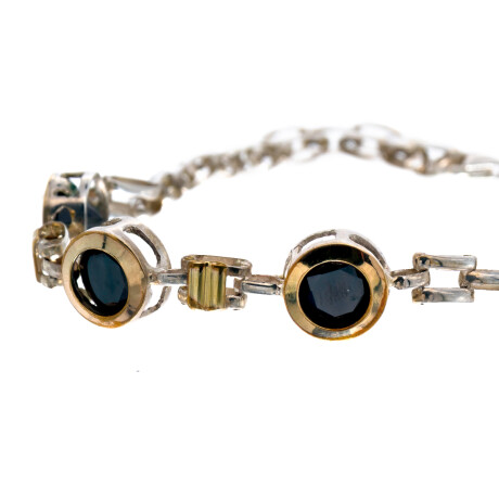 Pulsera de plata 925 y double en oro 18 ktes con circonias. Pulsera de plata 925 y double en oro 18 ktes con circonias.