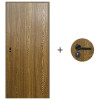 Puerta Desarmada Interior en MDF con Marco y Cerradura Lumax Marrón Claro Lisa Herraje Negro
