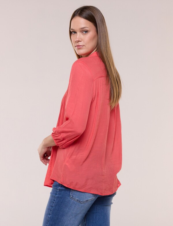 Blusa Con Alforzas En Delantero Y Botones CORAL