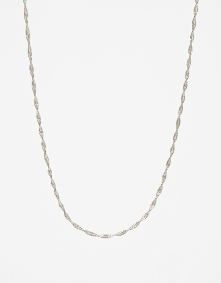 Collares Cortos Metal Collar Corto Delicado Orgánico - Plateado Rodio
