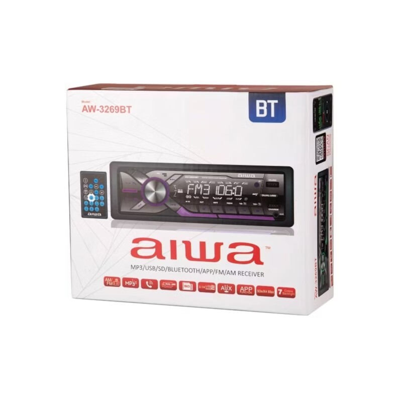 Radio Para Auto Aiwa Aw3269bt 4x50w Bt Rgb Panel Desmontable Radio Para Auto Aiwa Aw3269bt 4x50w Bt Rgb Panel Desmontable