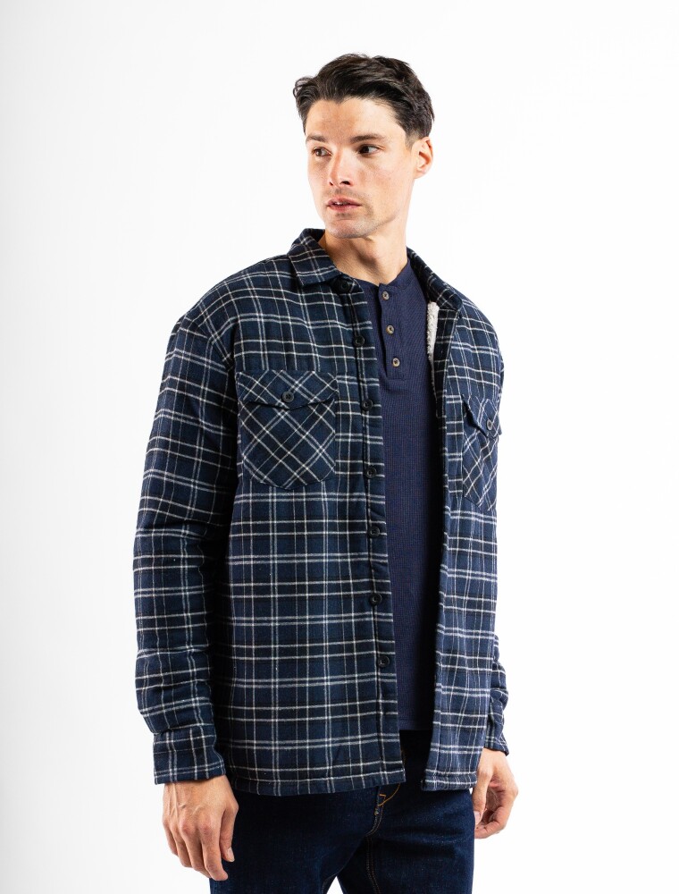 Sobrecamisa de Franela con Corderito Marino/Negro