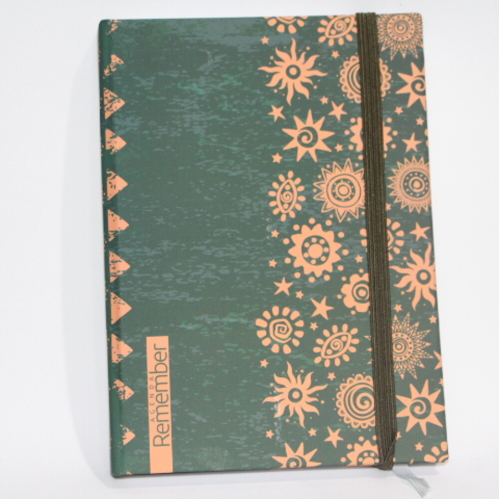 AGENDA REMEMBER PRINT 1370 TAPA FORMAS ANARANJADO Y VERDE GRIS