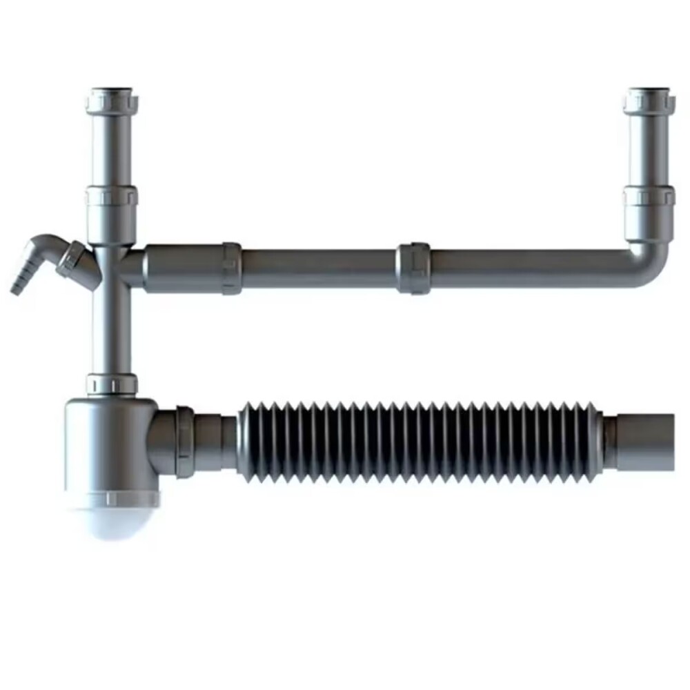 Sifón botella doble con tuerca gris Inplast Sifón Botella Doble Con Tuerca Gris Inplast