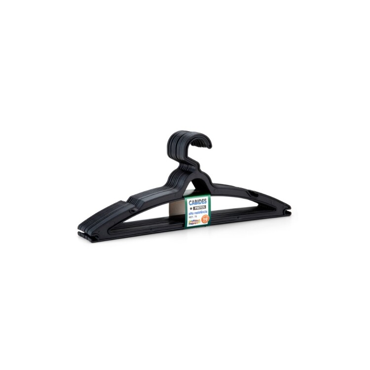 PACK DE PERCHAS PLASTICAS X 10 UNIDADES NEGRO